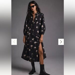 Maeve Anthropologie Button Front Asymmetrical Slit Floral Dress XSP